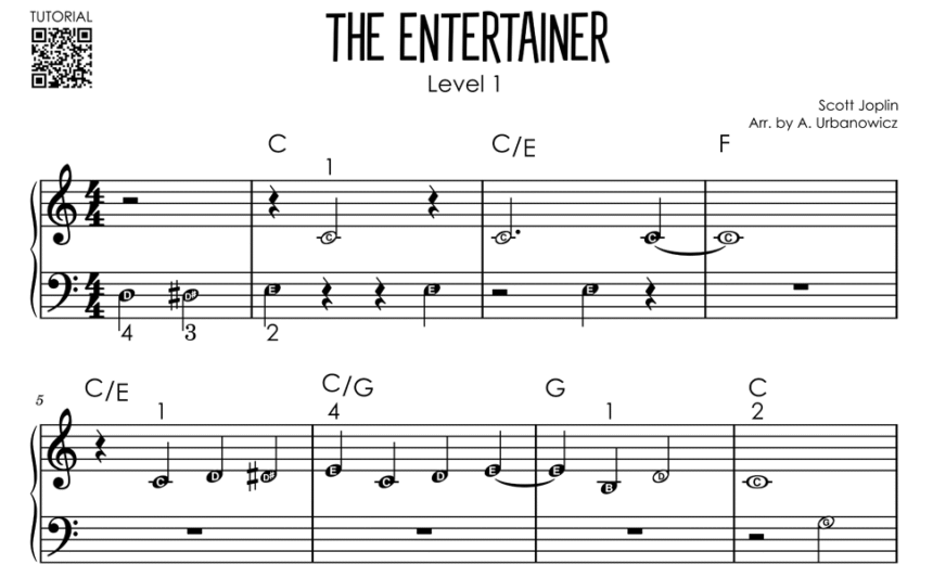 Music Sheet for The Entertainer