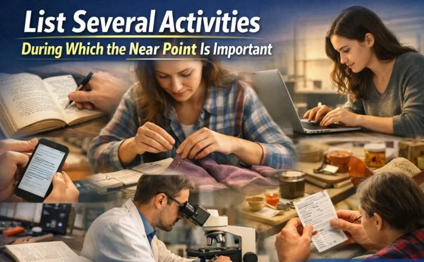list several activities during which the near point is important