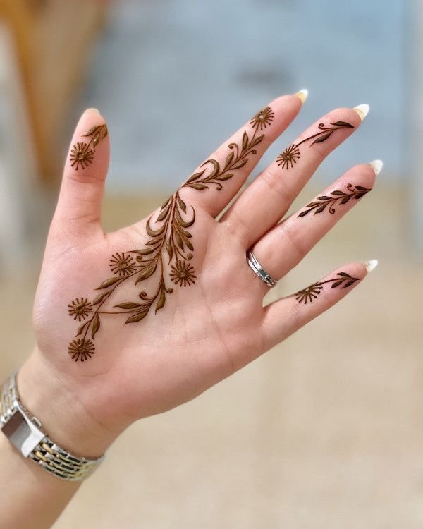 Beginner cute simple mehndi designs for front hands