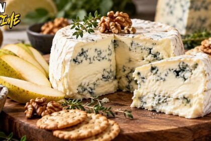Masgonzola cheese made from Gorgonzola and mascarpone with pears and walnuts