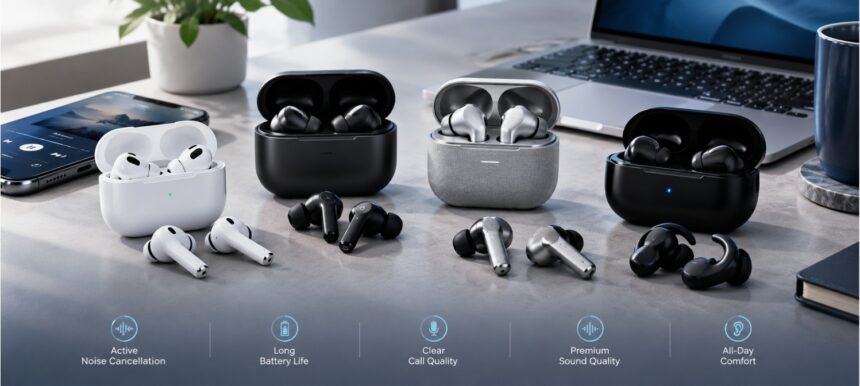 Wireless earbuds and charging cases compared for sound quality, noise cancellation, battery life, and value under $200.