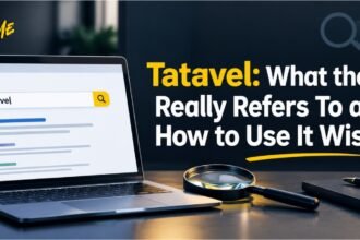 Traveler searching for Tatavel on a laptop with a map beside it