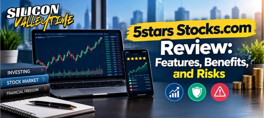 5Stars Stocks.com review highlighting stock research features, investment benefits, and potential risks.